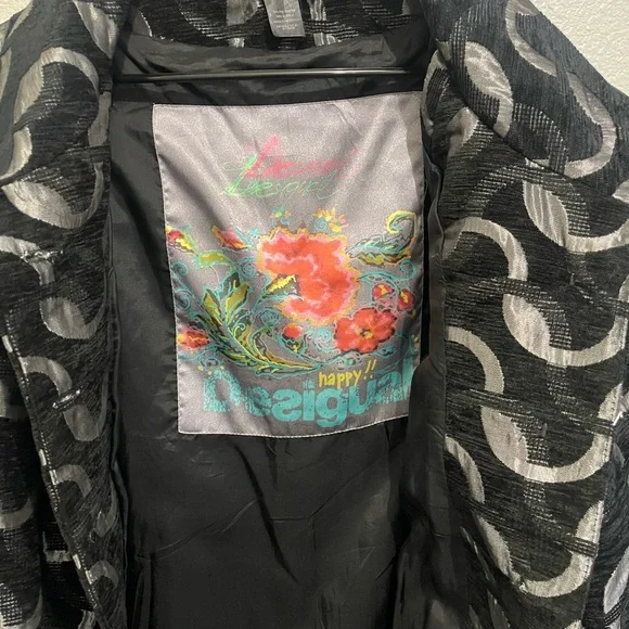 Desigual Monochrome Patterned Fabric Coat - Picture 4 of 5